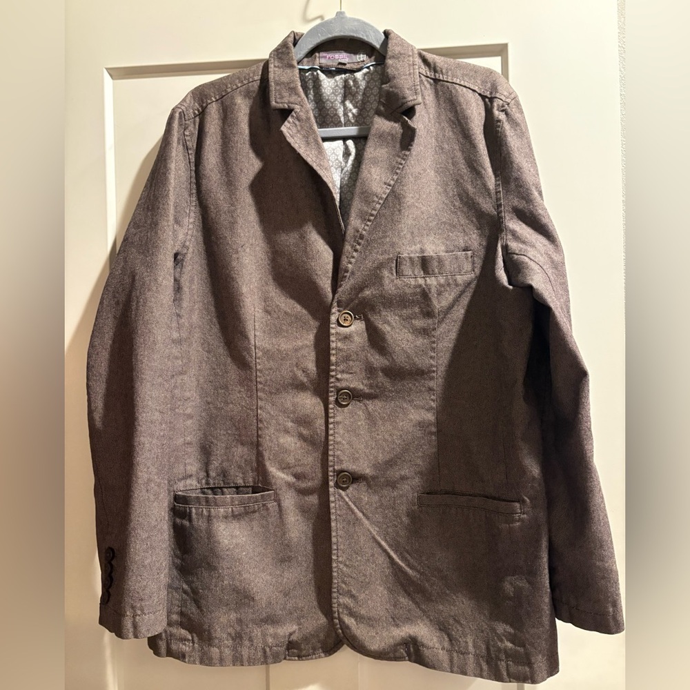 Fossil Men's Medium Brown Blazer - 100% Cotton